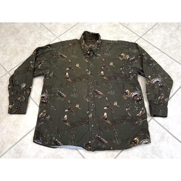 Magellan Sportswear Other - Magellan‎ Outdoors Green/ Brown button Up Duck Turkey Shirt XL Woods Country